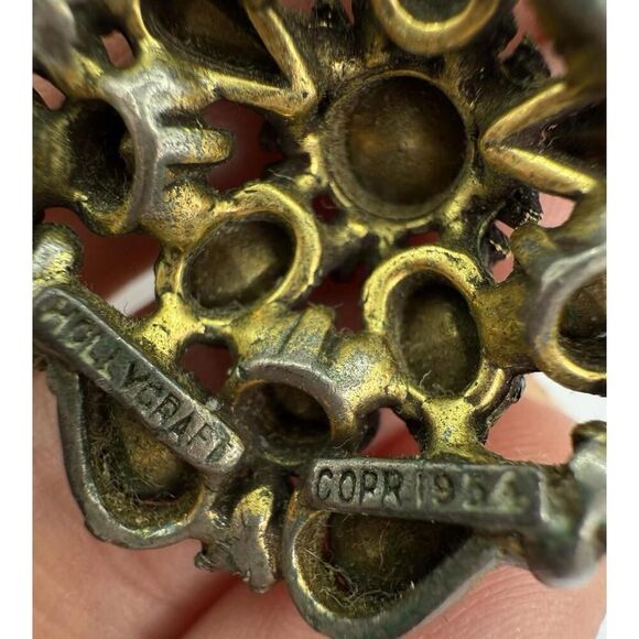 Vintage Hollycraft 1954 Pink Rhinestone Bib Necklace Floral Design Signed - Picture 4 of 6